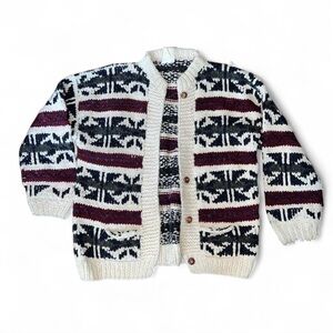 Vintage 80s Wool Chunky Cardigan Sweater
